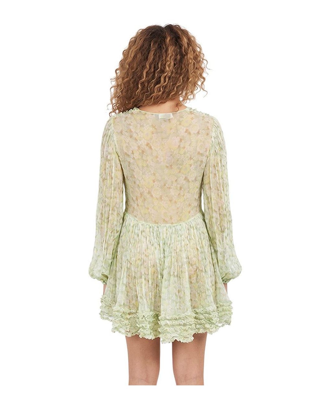 Stella McCartney Green Floral V Neck Mini Dress