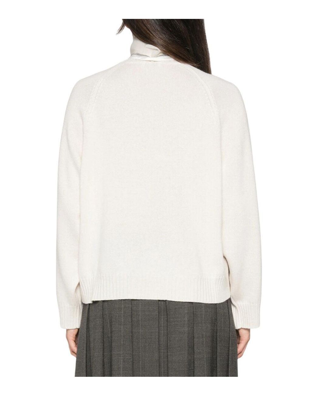 Brunello Cucinelli White Turtle Neck Sweater