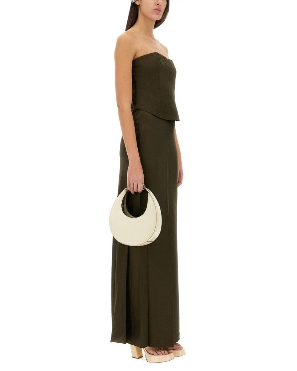 Staud Green Solid Maxi Skirt