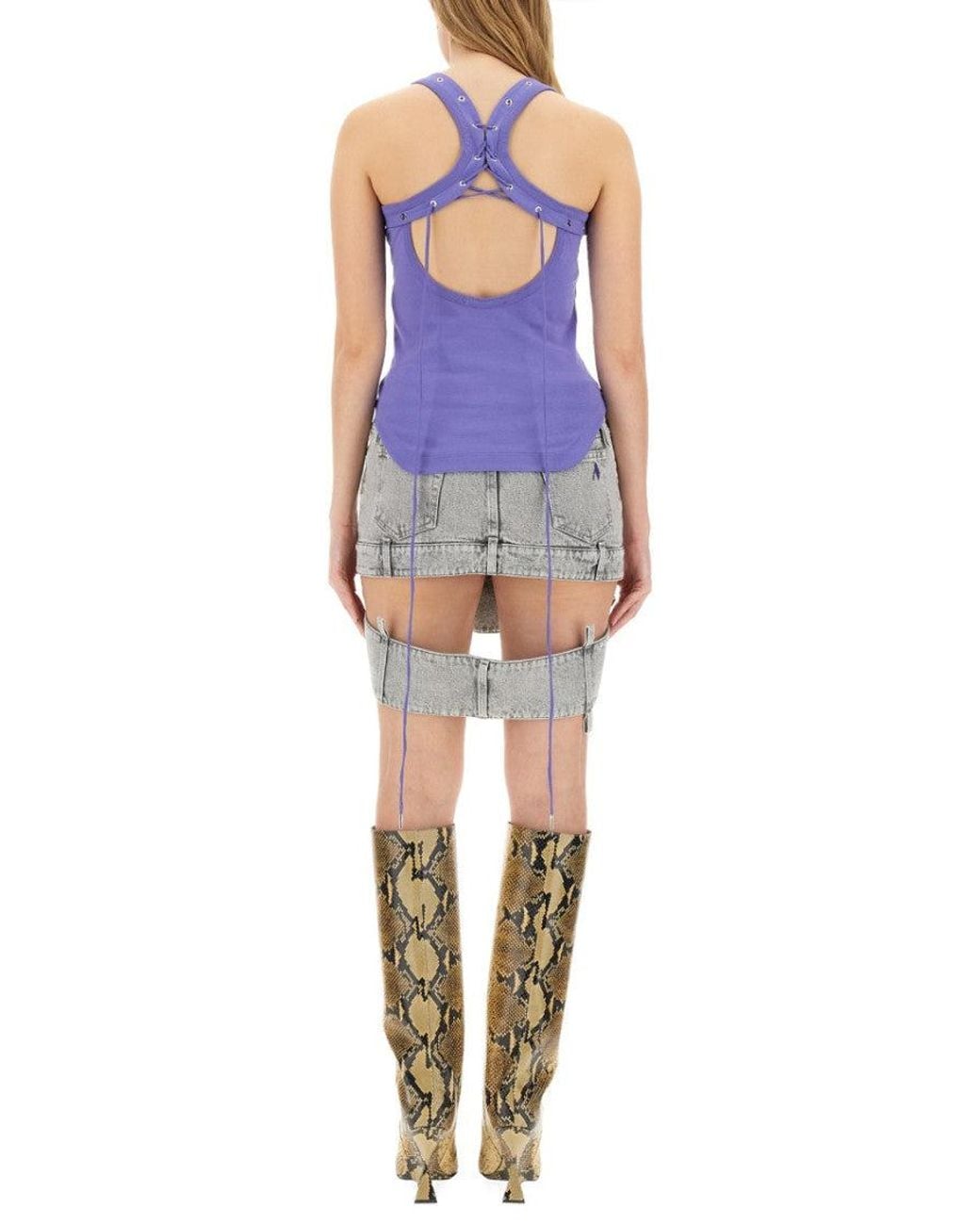 The Attico Purple Solid Scoop Neck Top