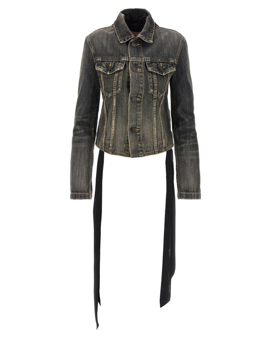 Balenciaga Black Dark Lace-Up Denim Jacket