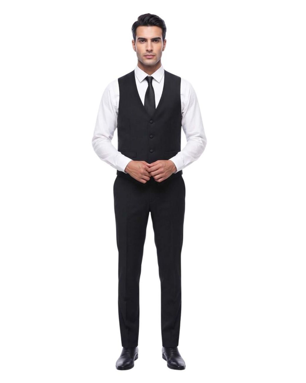 Corneliani Black Solid Waistcoat for men