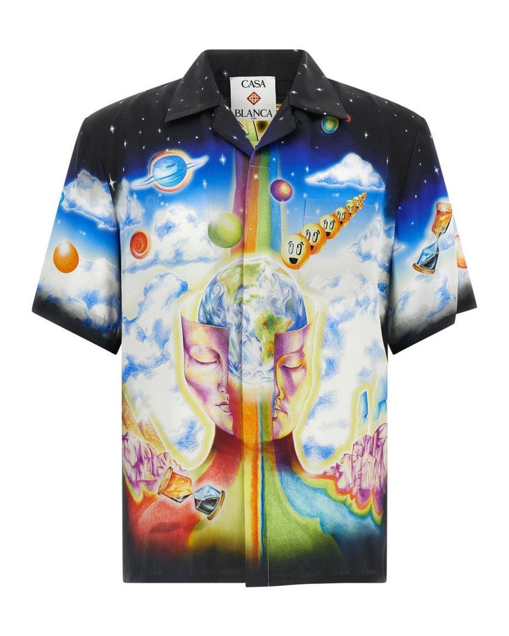 Casablanca Blue Cosmic Print Silk Twill Shirt for men