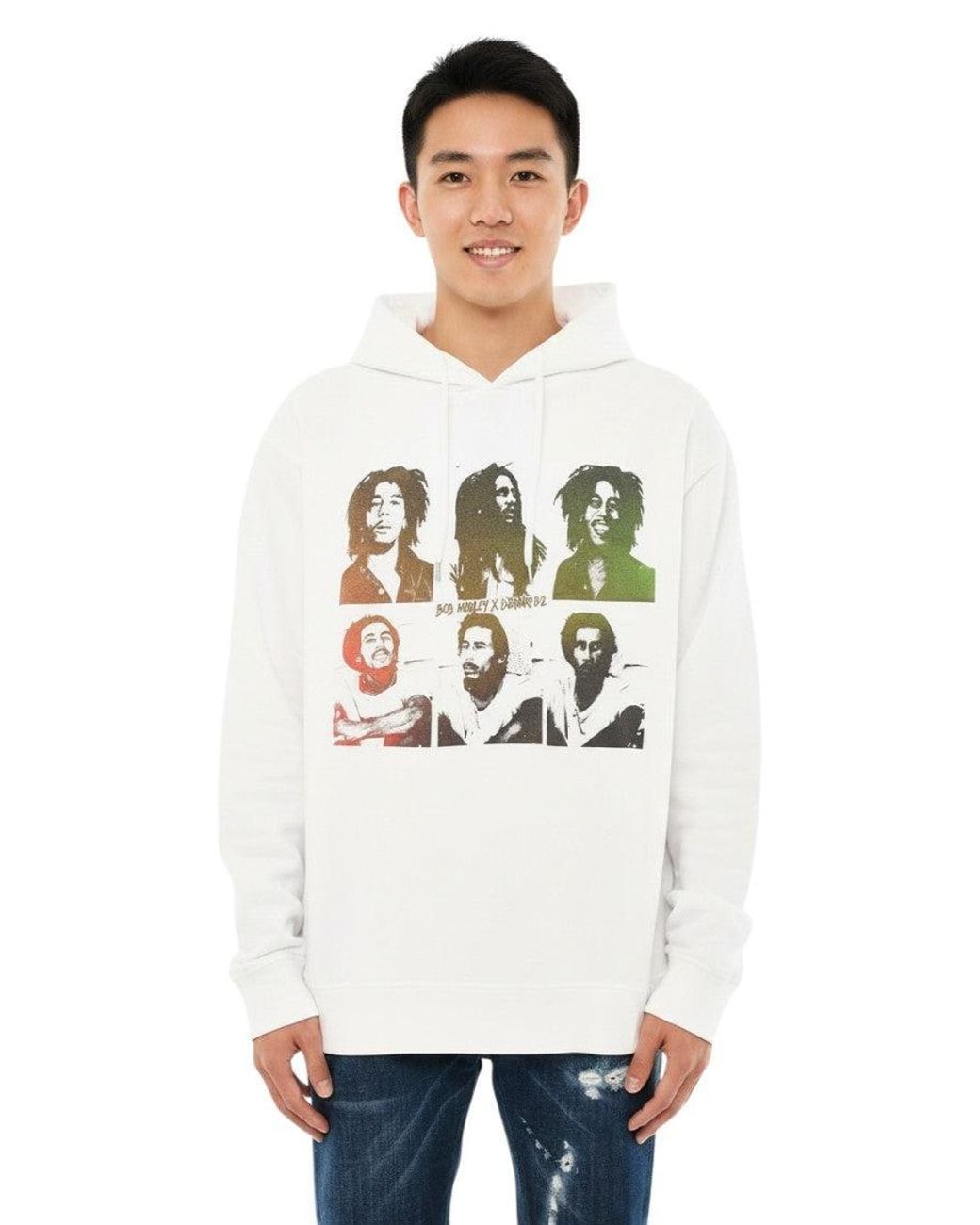DSquared² White Relaxed Graphic Hoodie for men