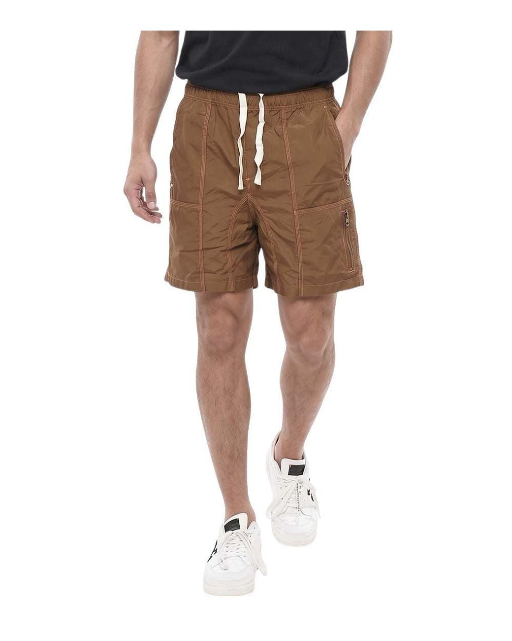 Brain Dead Natural Drawstring Solid Shorts for men