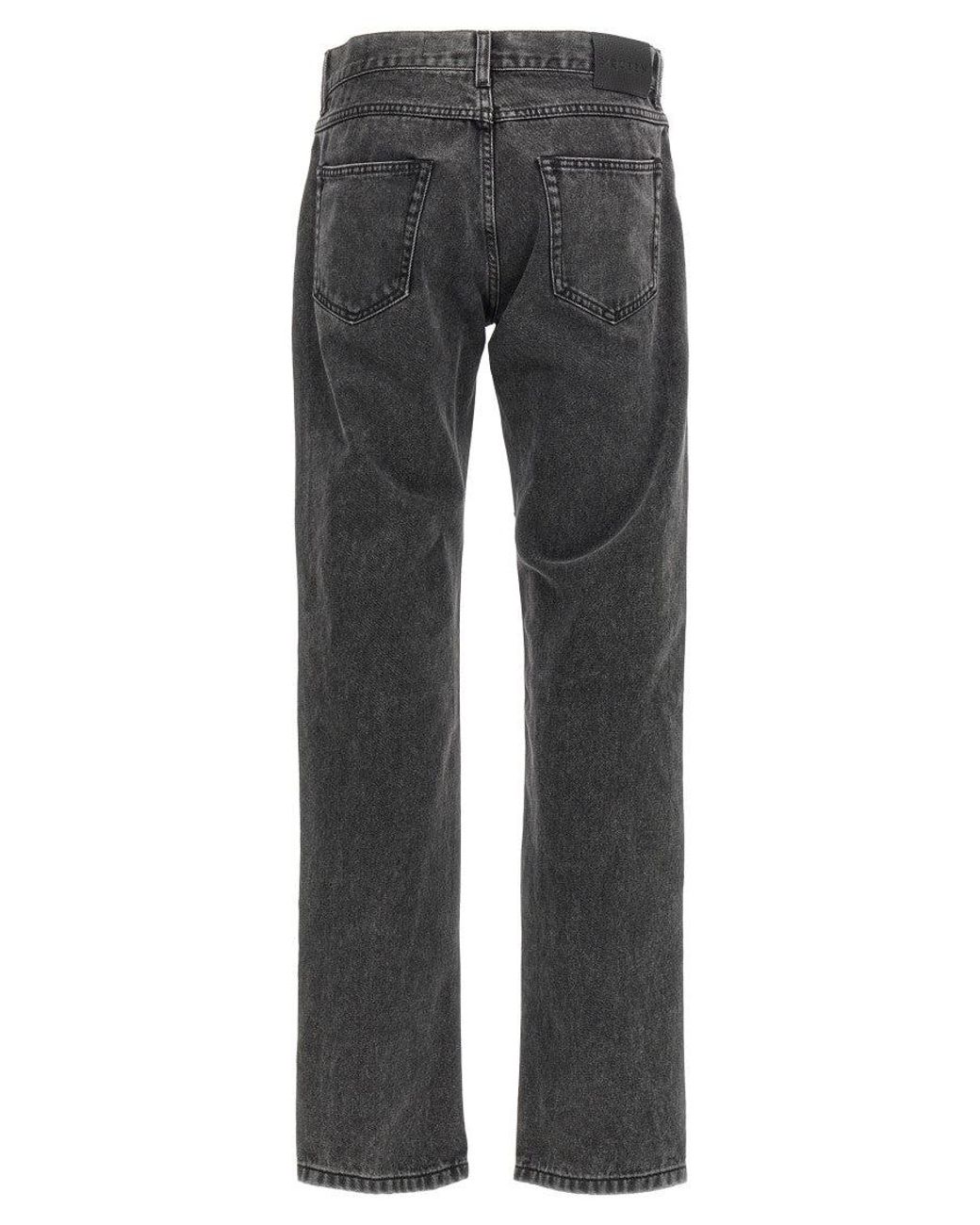 McQueen Gray Metal Plate Jeans for men