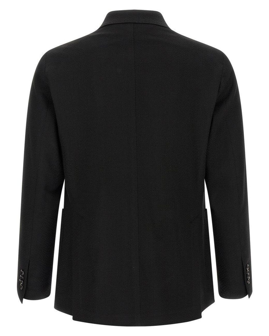 Tagliatore Black Peaked Lapel Blazer for men