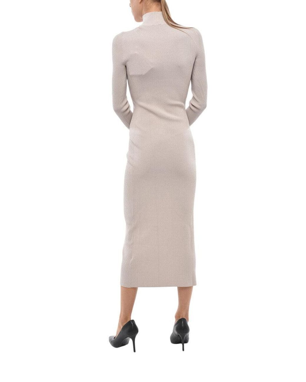 DIESEL White Off Mock Collar Midi Dress