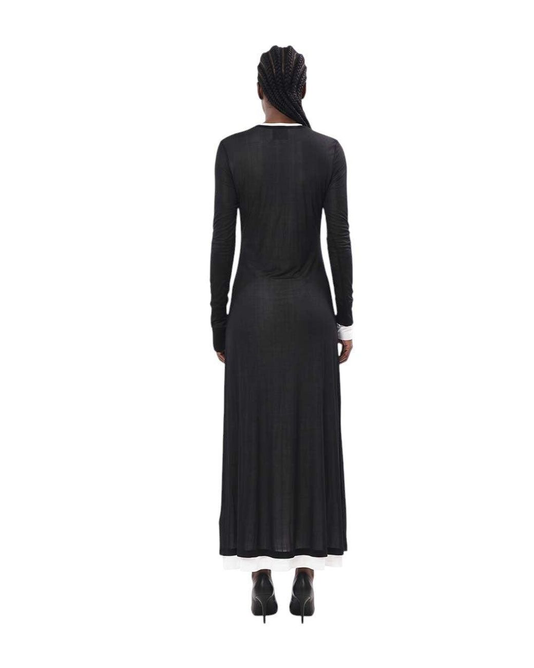 Helmut Lang Black Round Neck Maxi Dress