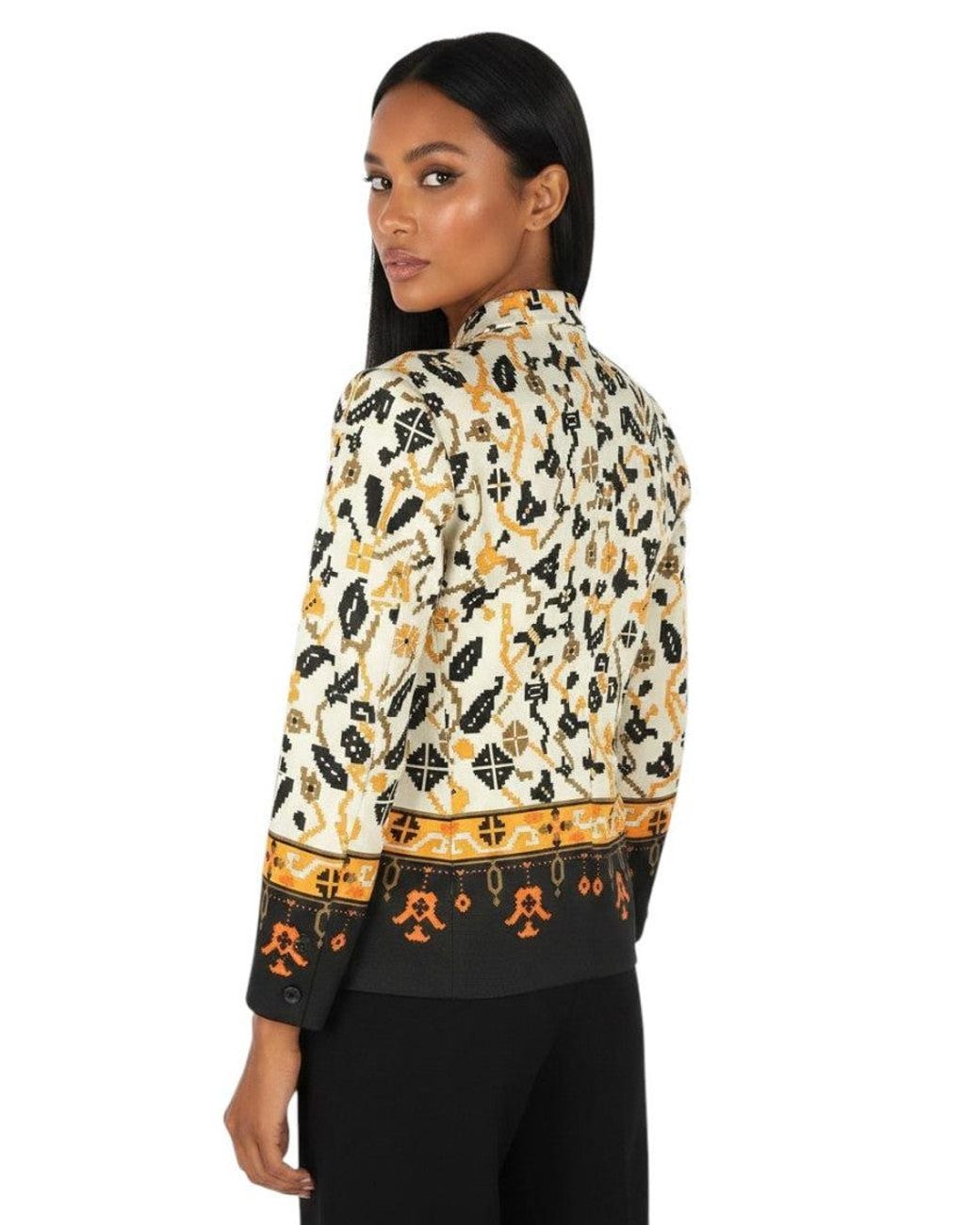 Maison Margiela Black Floral Notched Lapel Jacket