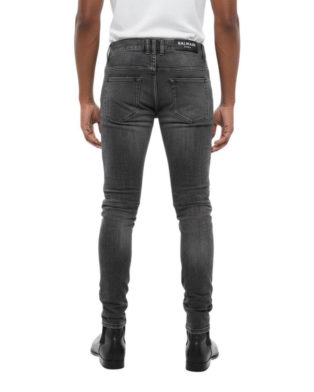 Balmain Black Skinny Distressed Jeans for men