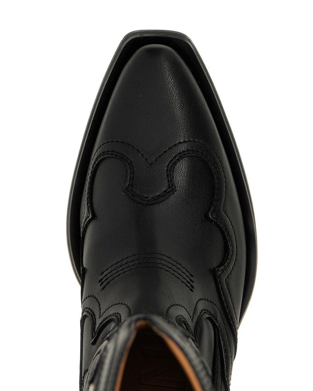 Ganni Black Embroidered Western Boots