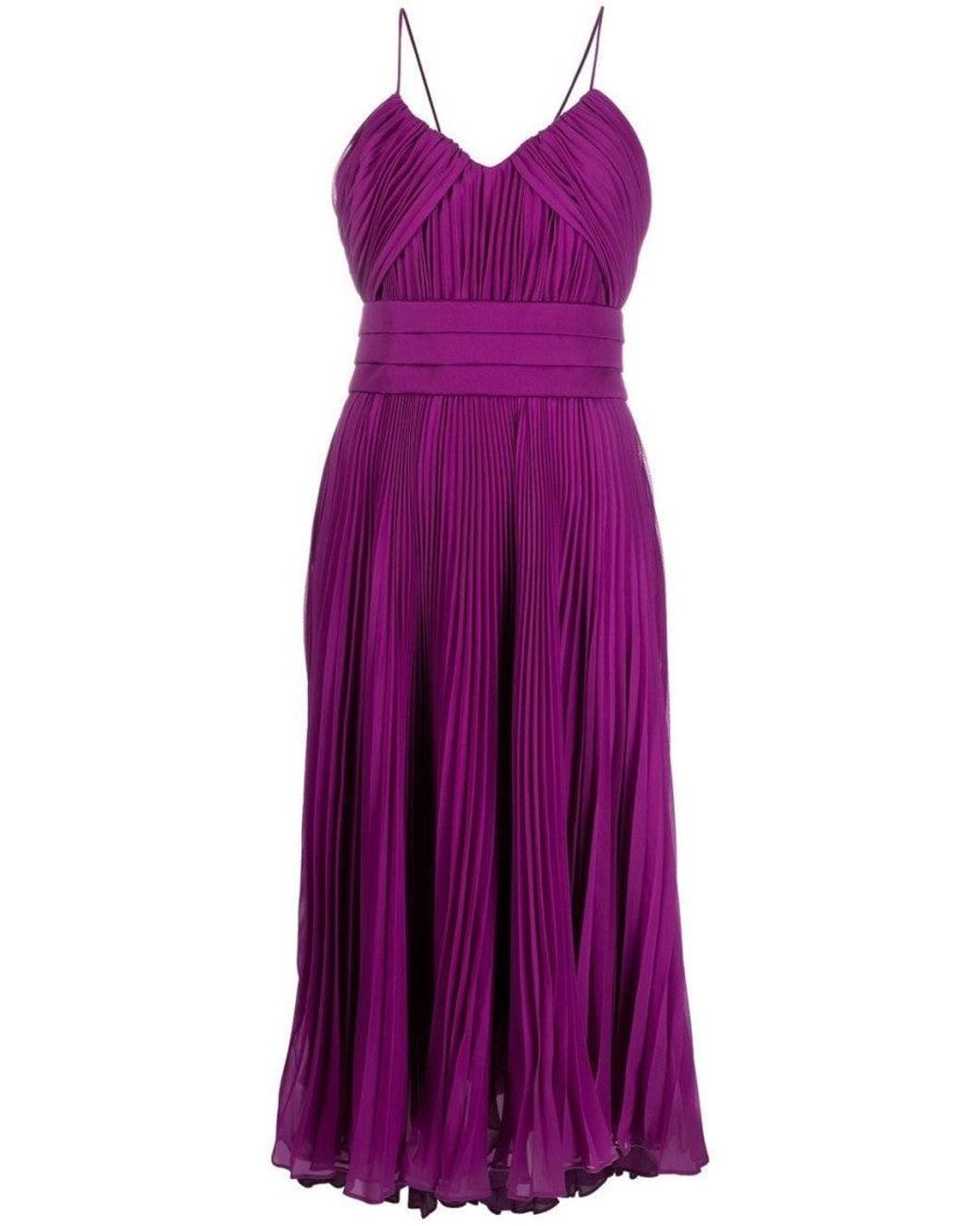Max Mara Purple Pleated Midi Dress