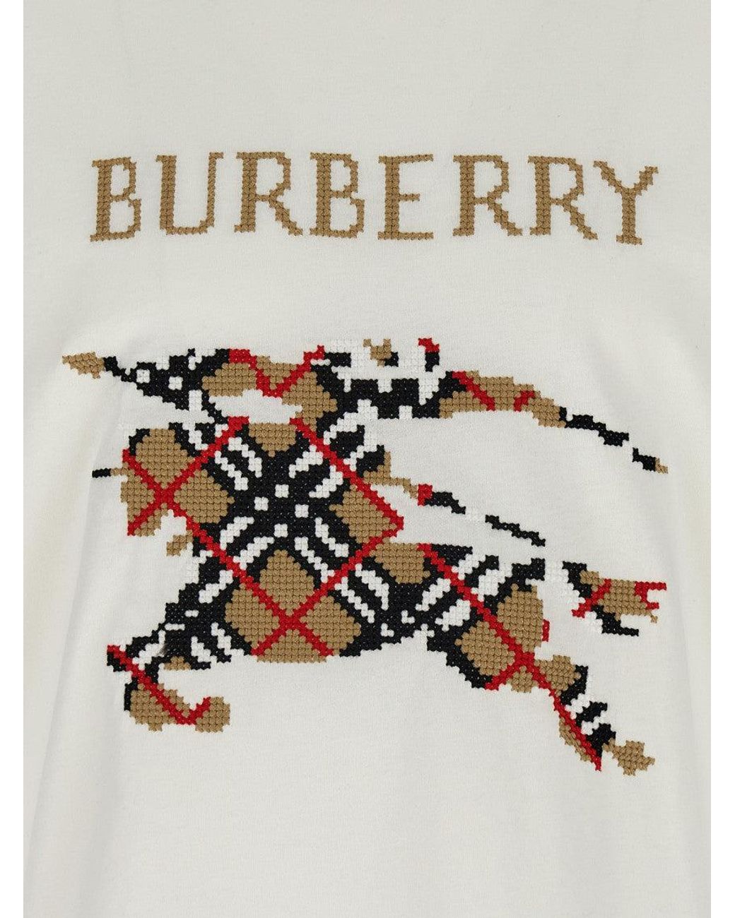 Burberry White Cross Stitch T-Shirt for men