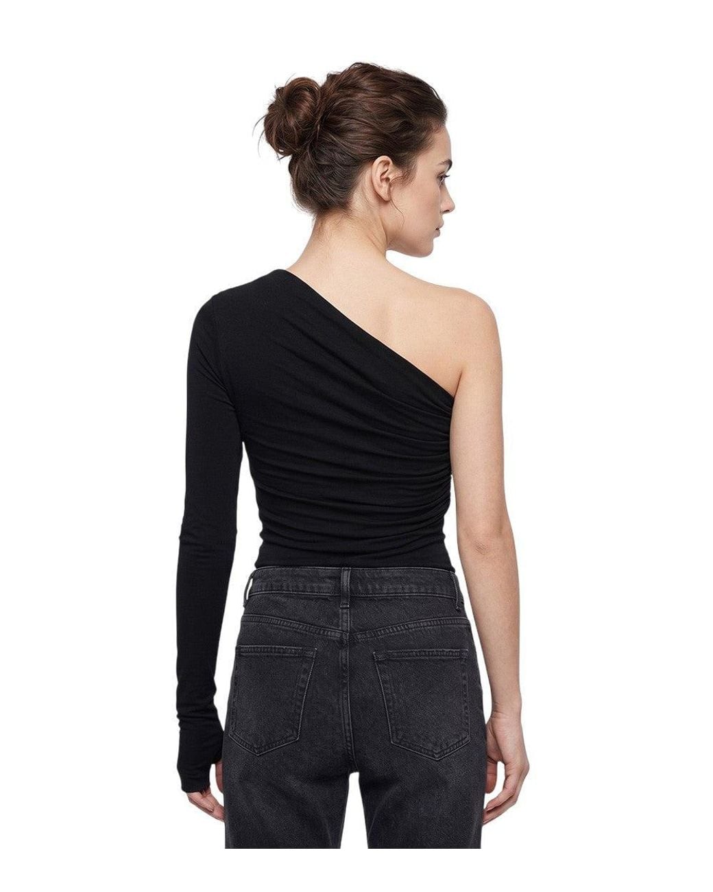 DSquared² Black Solid One Shoulder Top