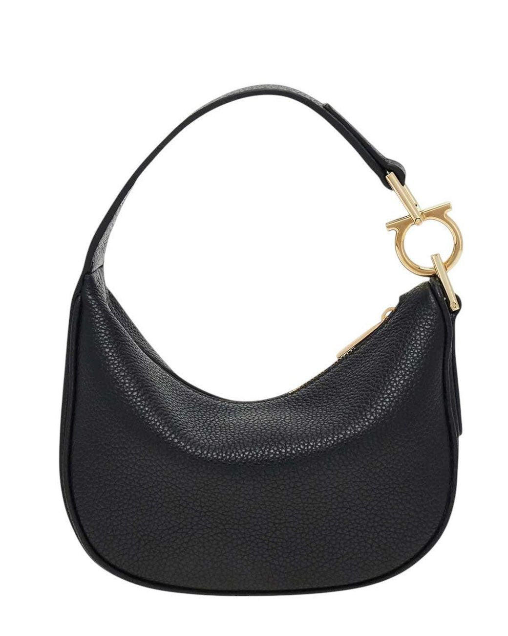 Ferragamo Black Logo Mini Hobo