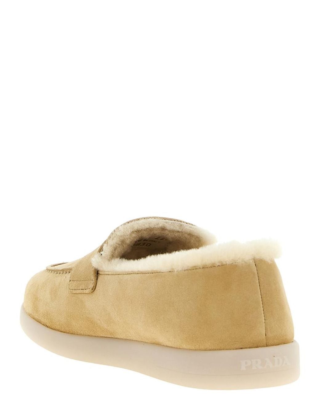 Prada Natural Logo Triangle Loafers