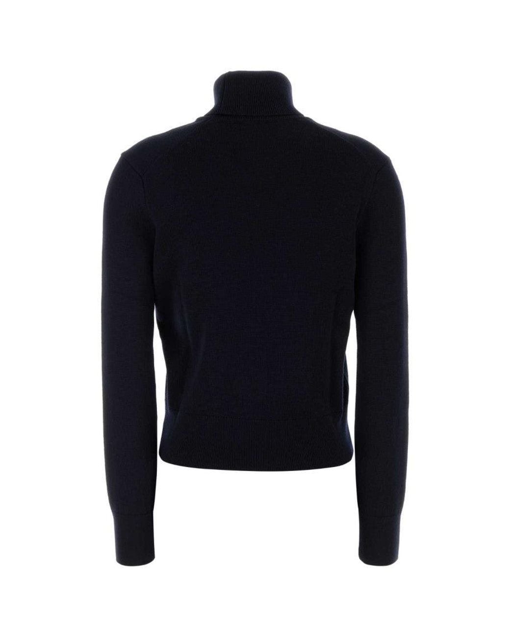 AMI Blue Logo Turtle Neck Sweater