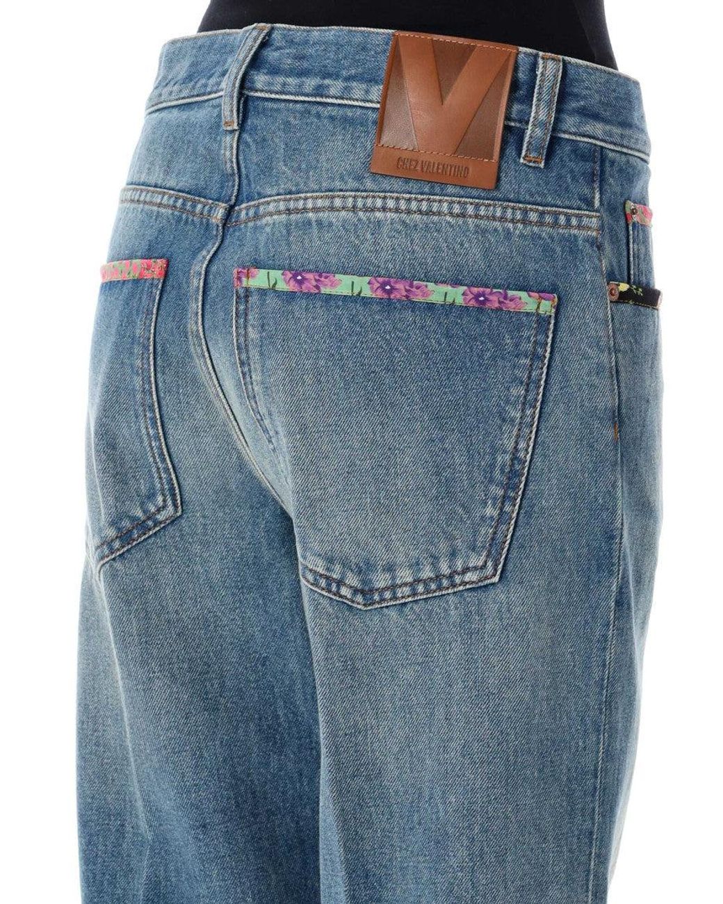 Valentino Blue Floral Print Jeans