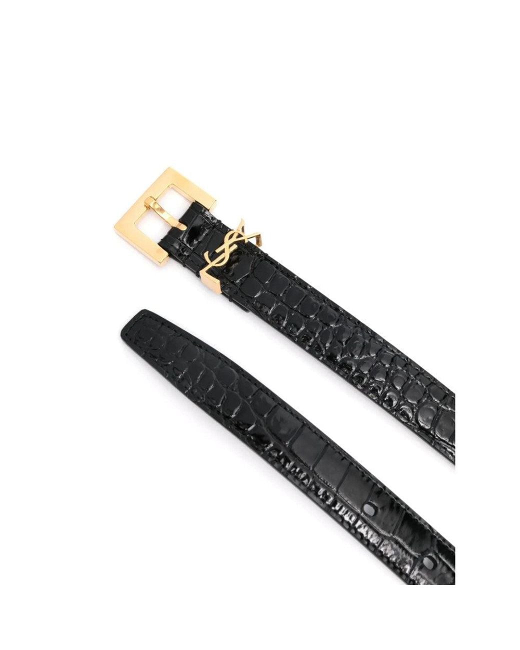 Saint Laurent Black Cassandre Buckle Belt