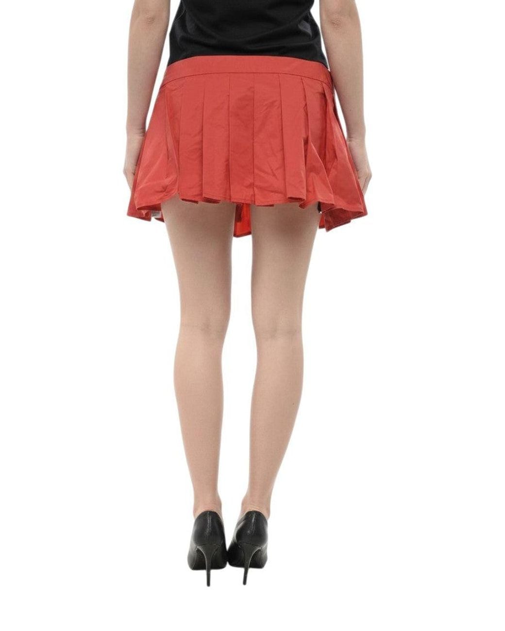 DSquared² Red Pleated Mini Skirt