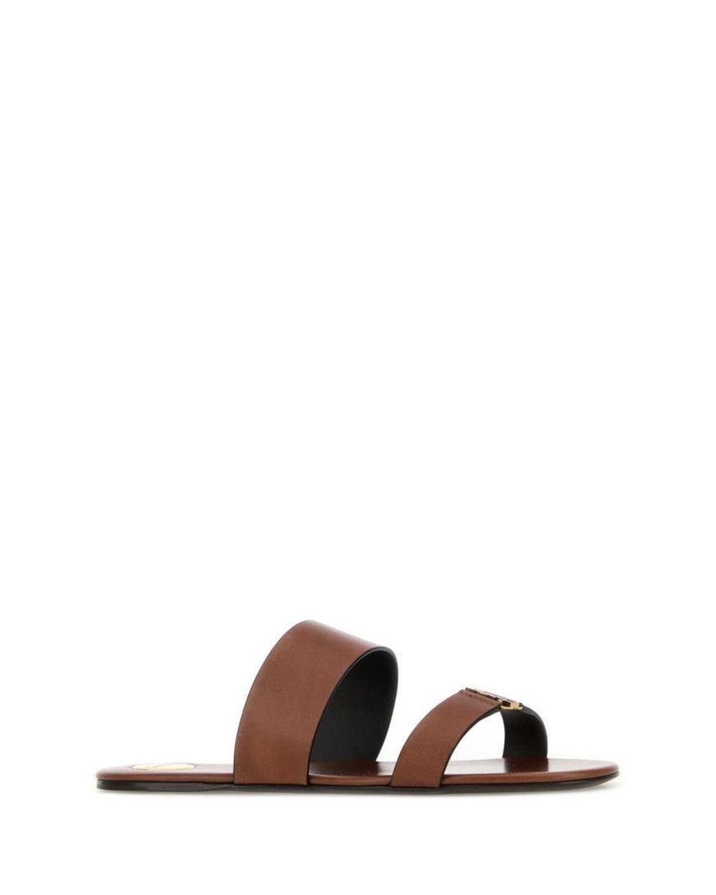 Saint Laurent Brown Solid Slides