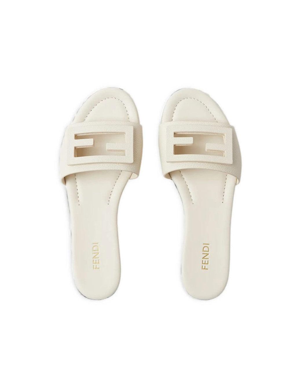 Fendi White Baguette Flats