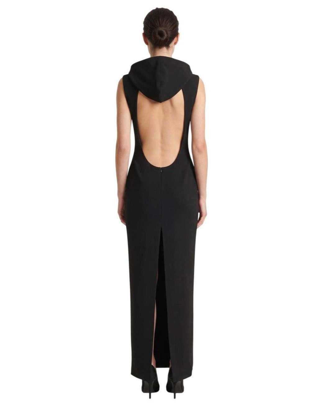 Monot Black Solid Hood Maxi Dress