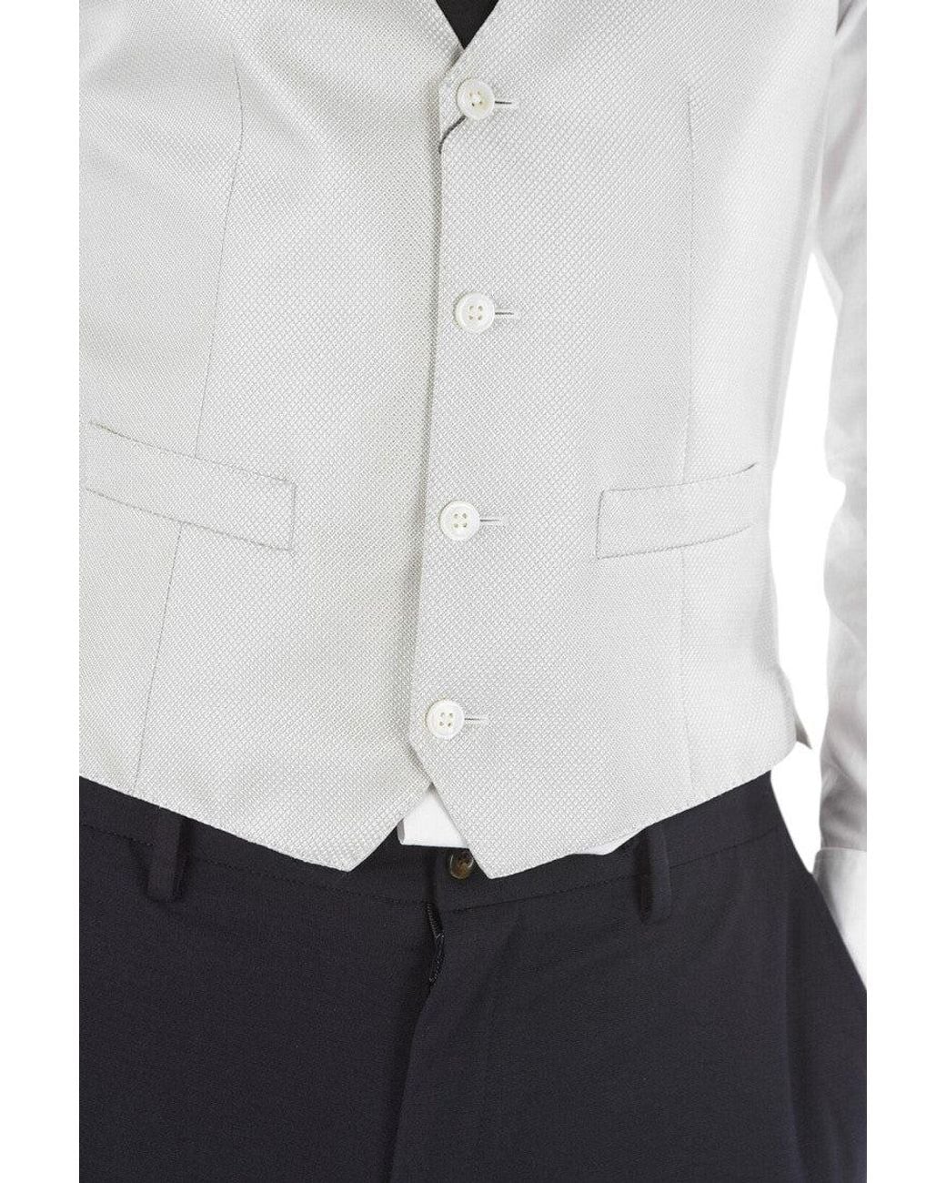 Corneliani White V Neck Waistcoat for men