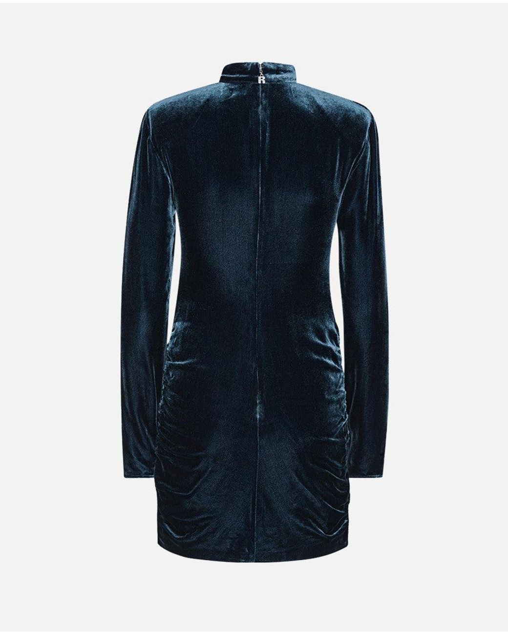 ROTATE BIRGER CHRISTENSEN Blue Dark Silk Velvet Ls Mini Dress
