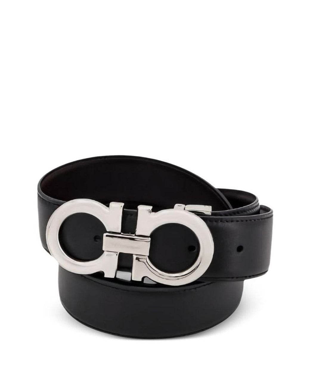 Ferragamo Black Gancini Solid Reversible Belt for men