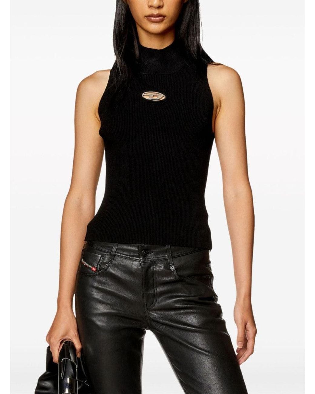 DIESEL Black Onervax Mock-Neck Top