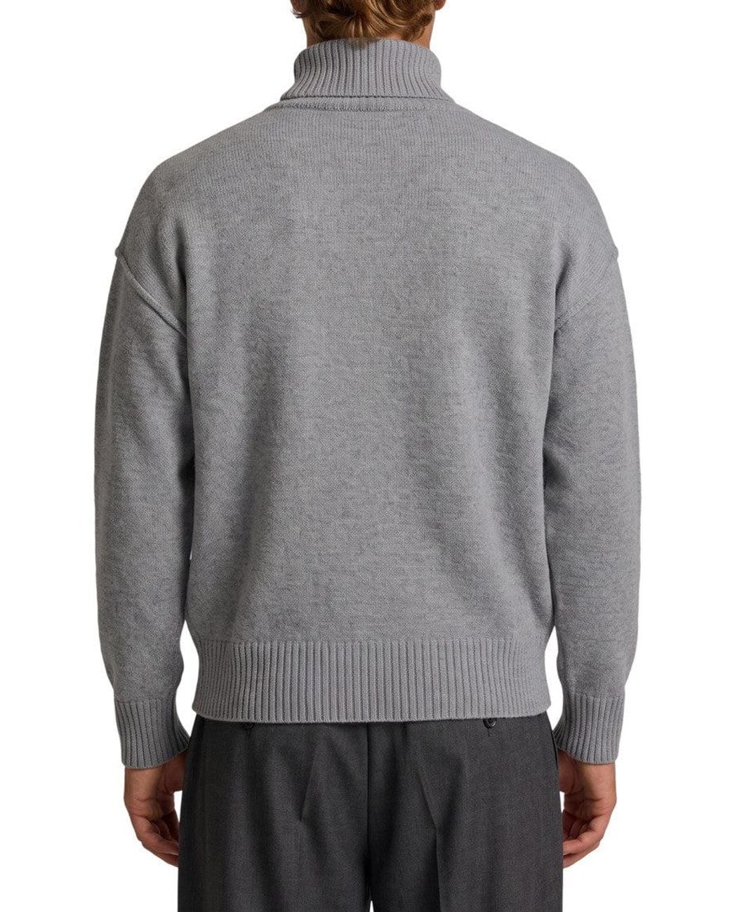 AMI Gray Turtle Neck Sweater for men