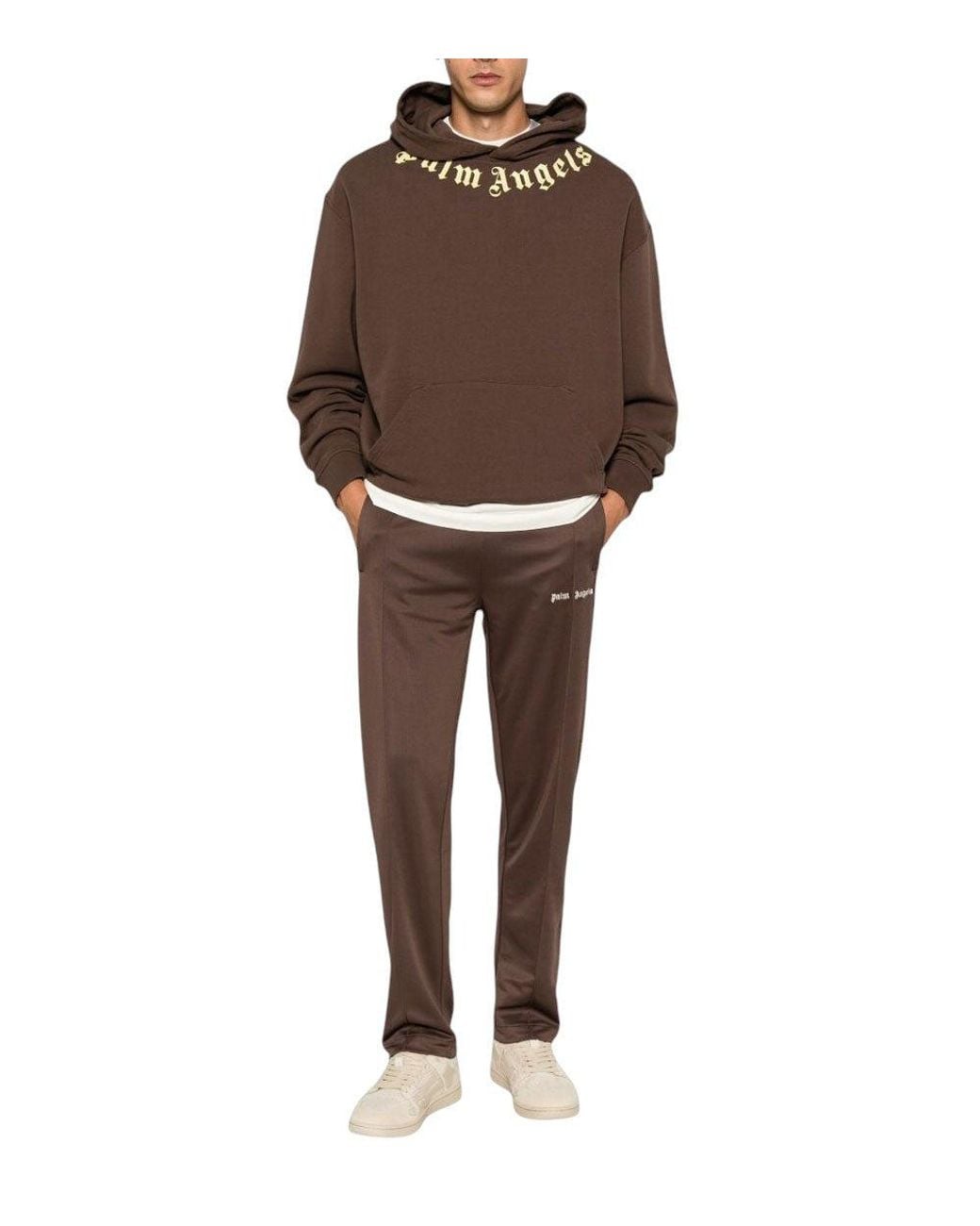 Palm Angels Brown Regular Logo Hoodie for men