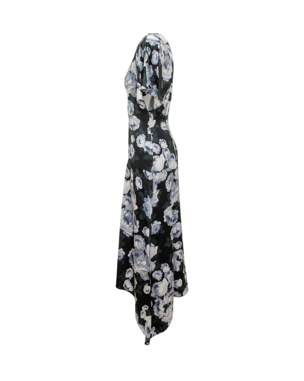 Stella McCartney White Floral V Neck Midi Dress