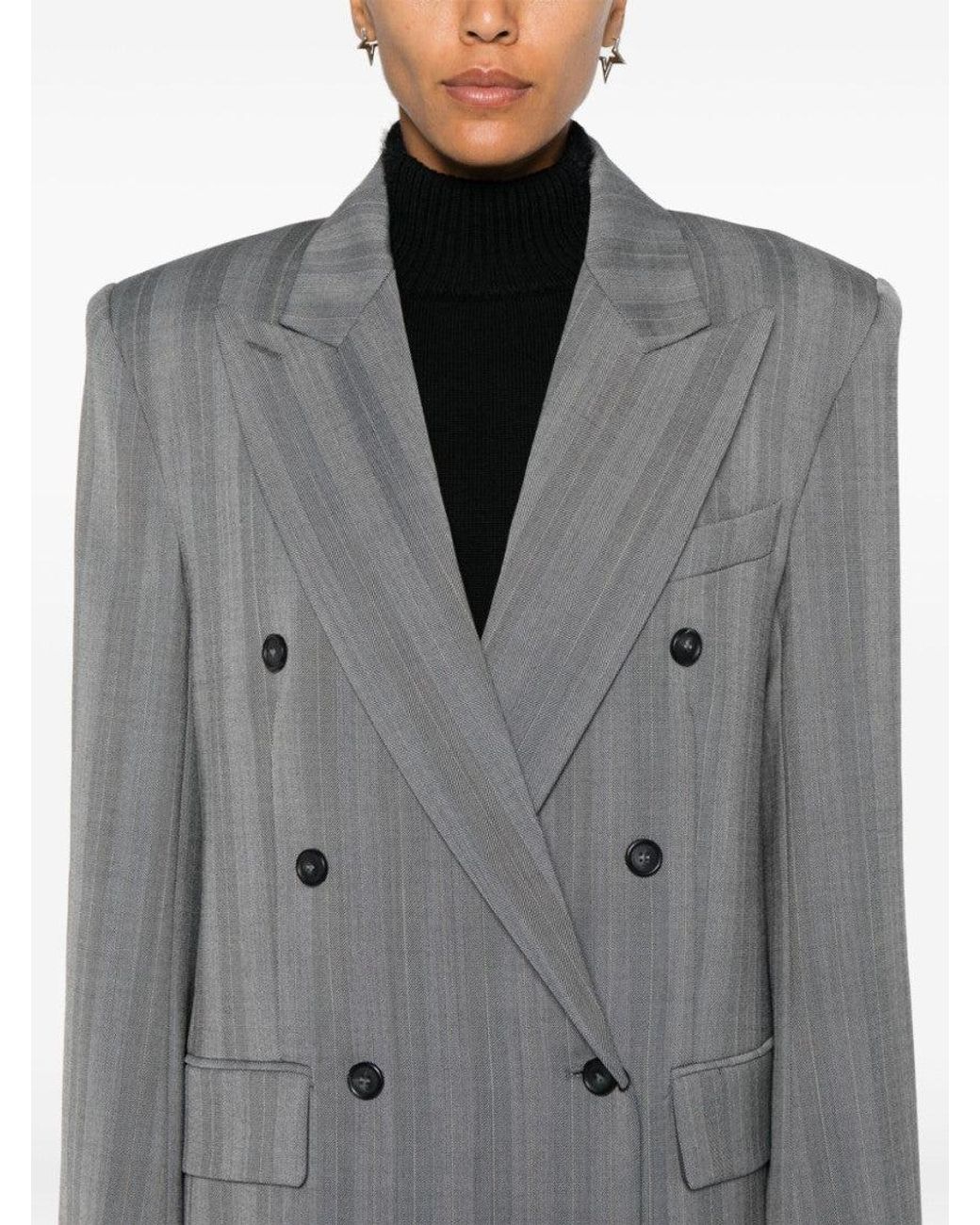 Sportmax Gray Double-Breasted Jacket
