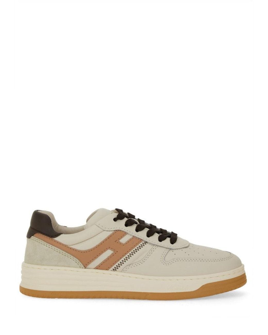 Hogan White Natural Color Block Sneakers