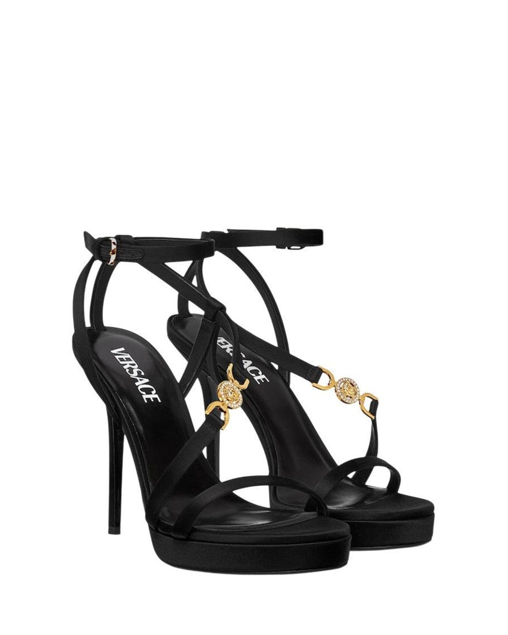 Versace Black Embellished Medusa Heels