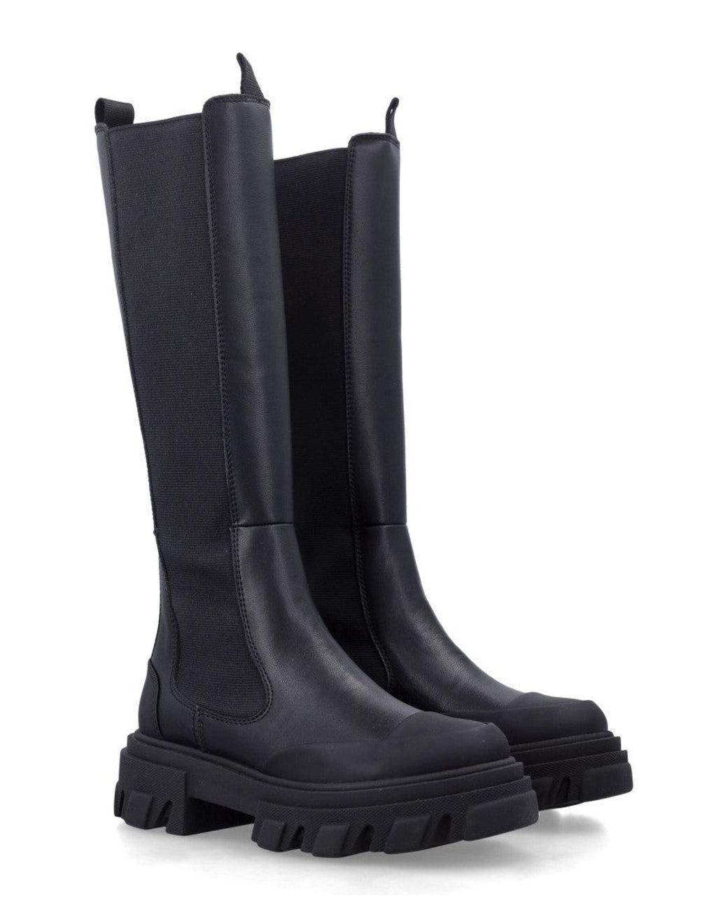 Ganni Blue High Cleated Chelsea Boots
