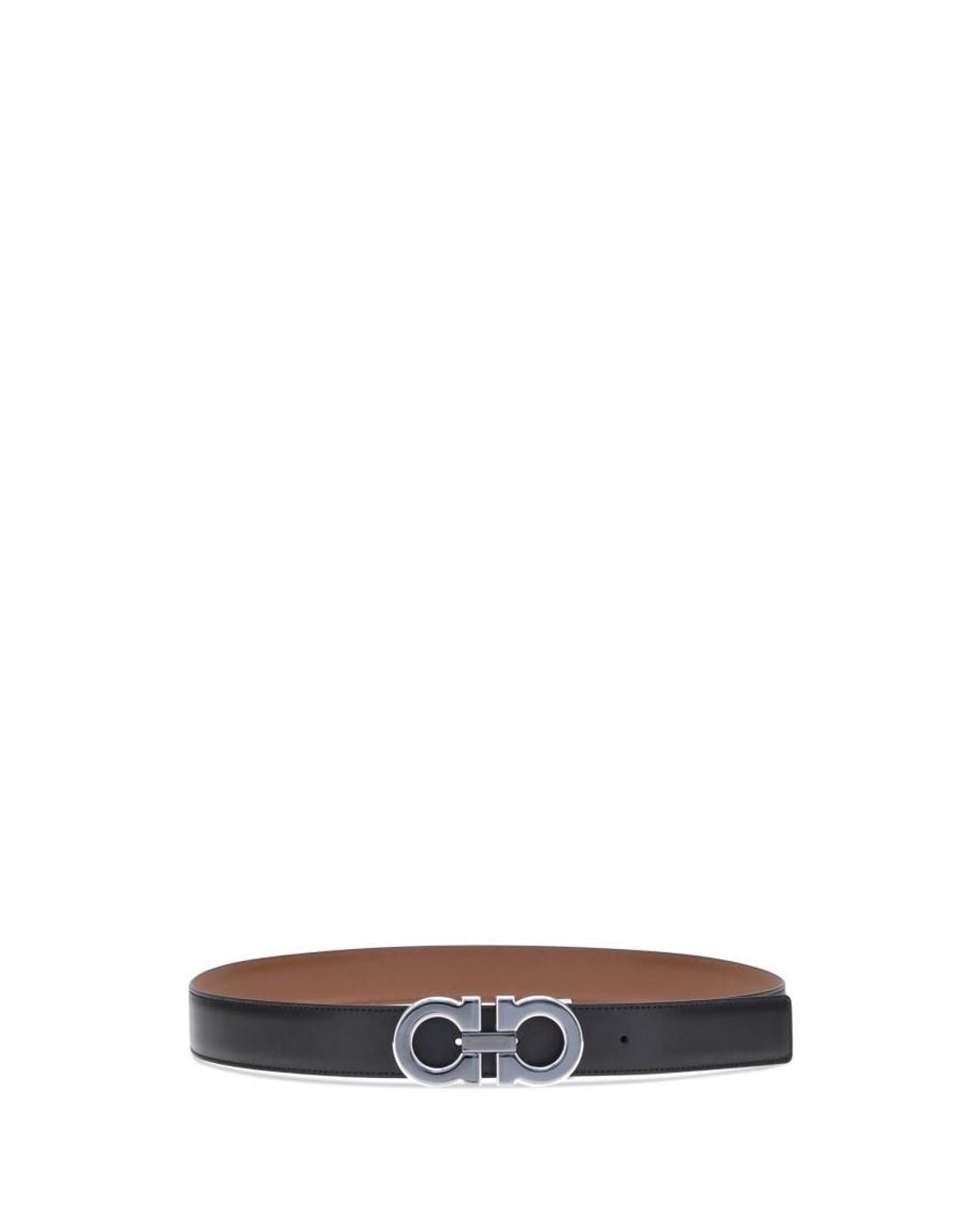 Ferragamo White Gancini Solid Reversible Belt for men