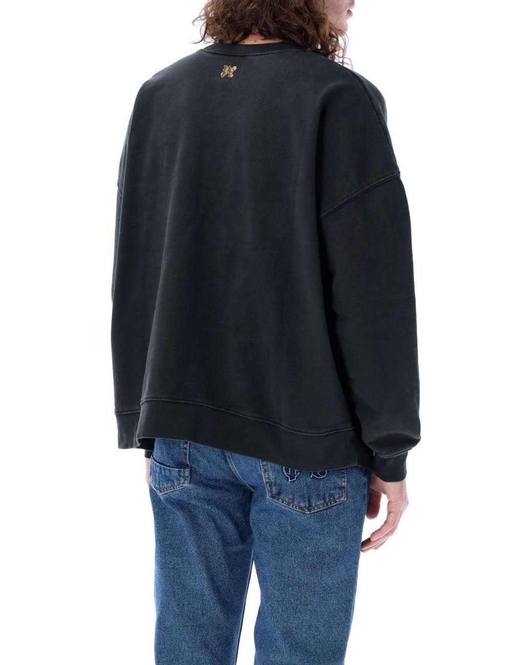 Palm Angels Blue Burning Monogram Sweatshirt for men