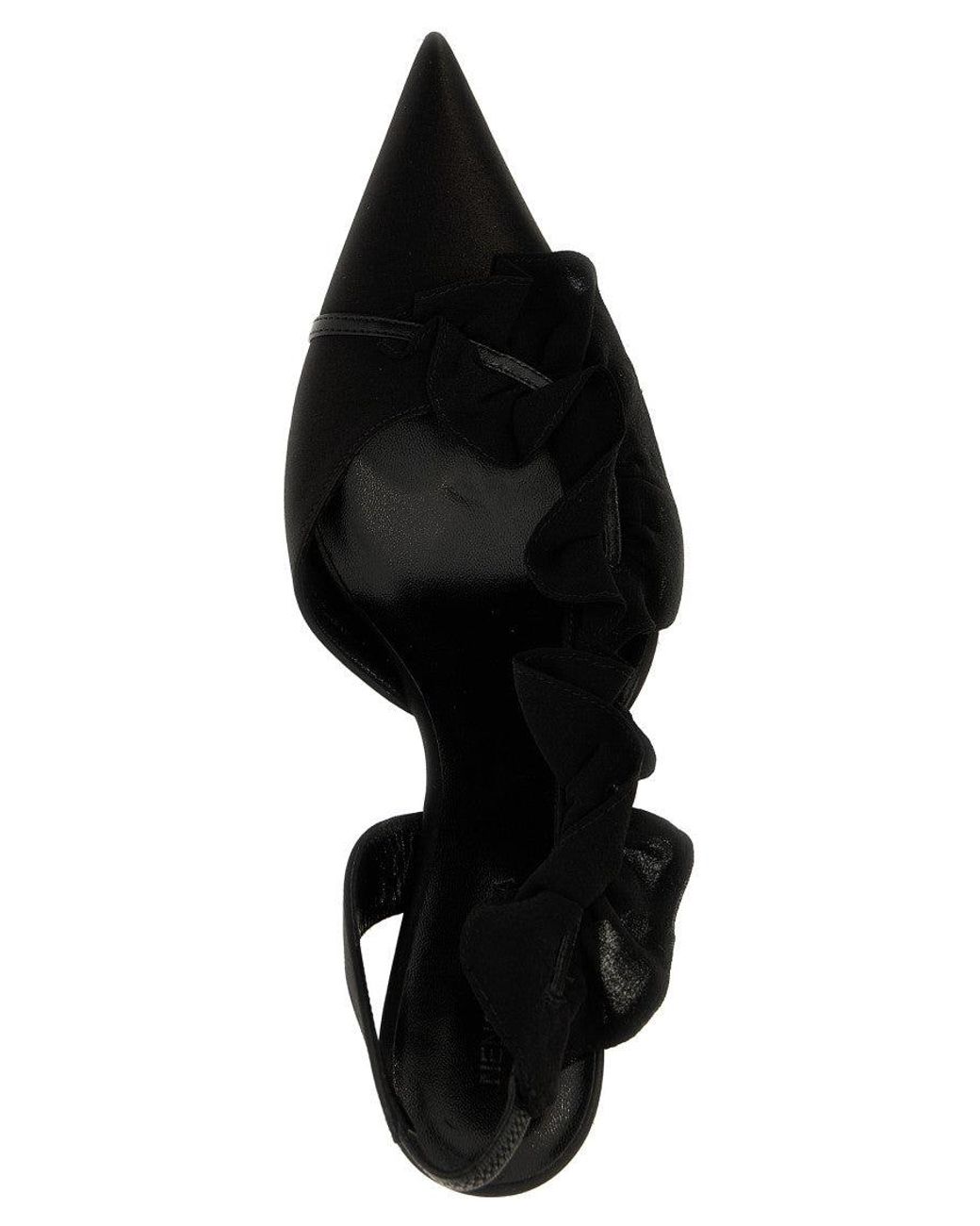 Nensi Dojaka Black Slingback Ruffles Heels