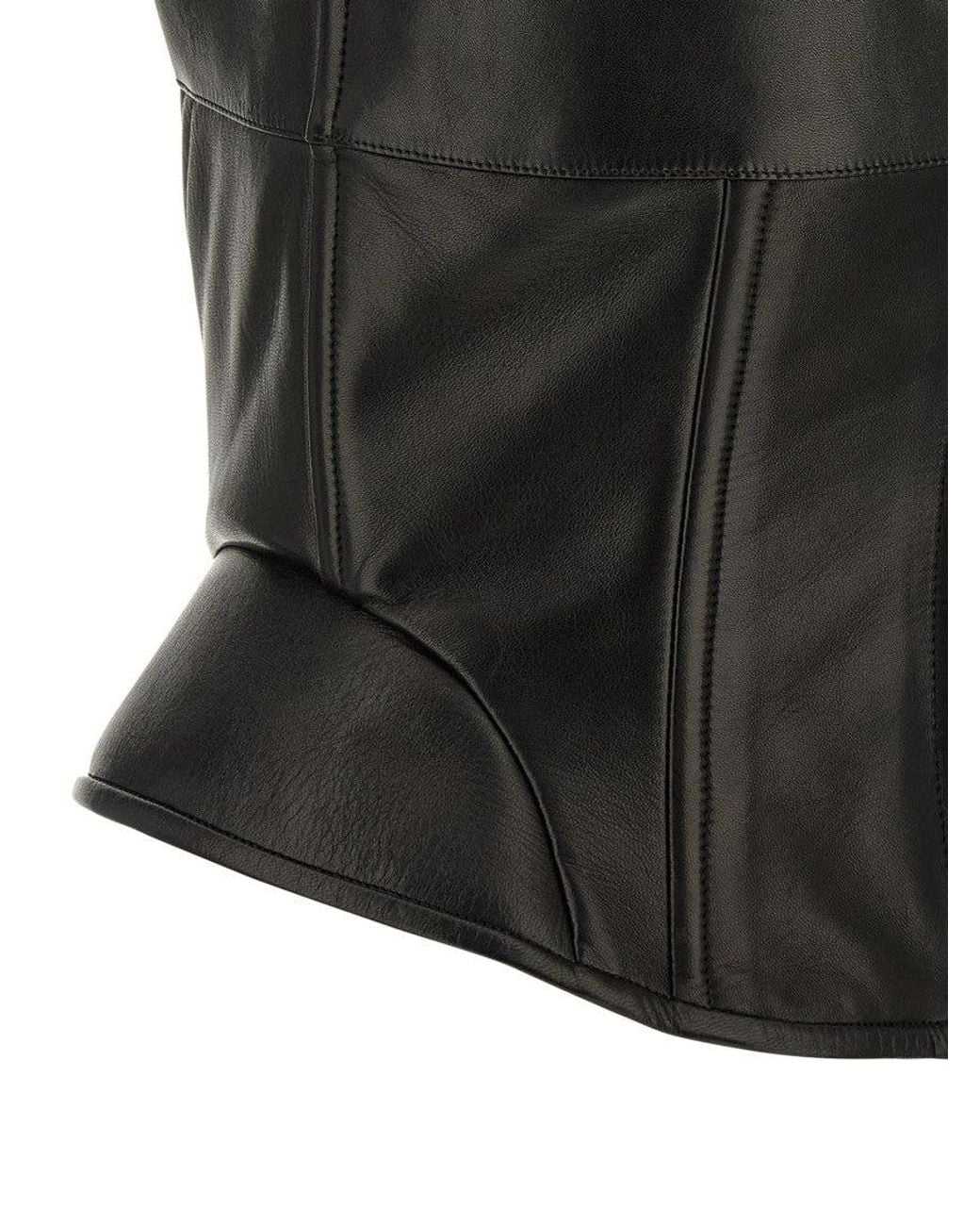 Ermanno Scervino Black Lamb Leather Tank Tops