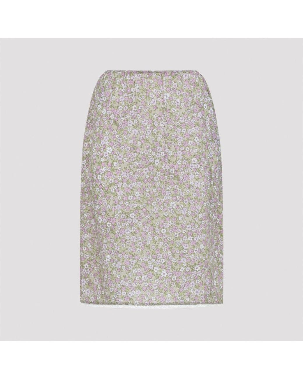 Prada Gray Floral-Printed Skirt