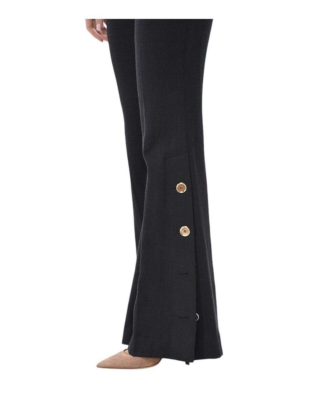 Patou Blue Bootcut Flat Front Pants