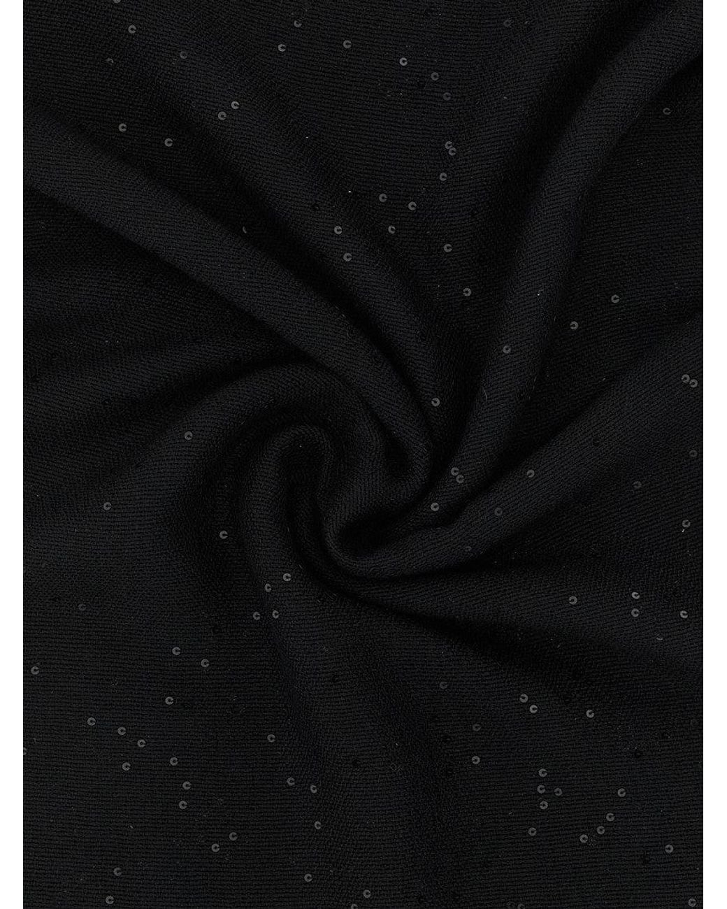 Brunello Cucinelli Black Diamante Embellished Scarf