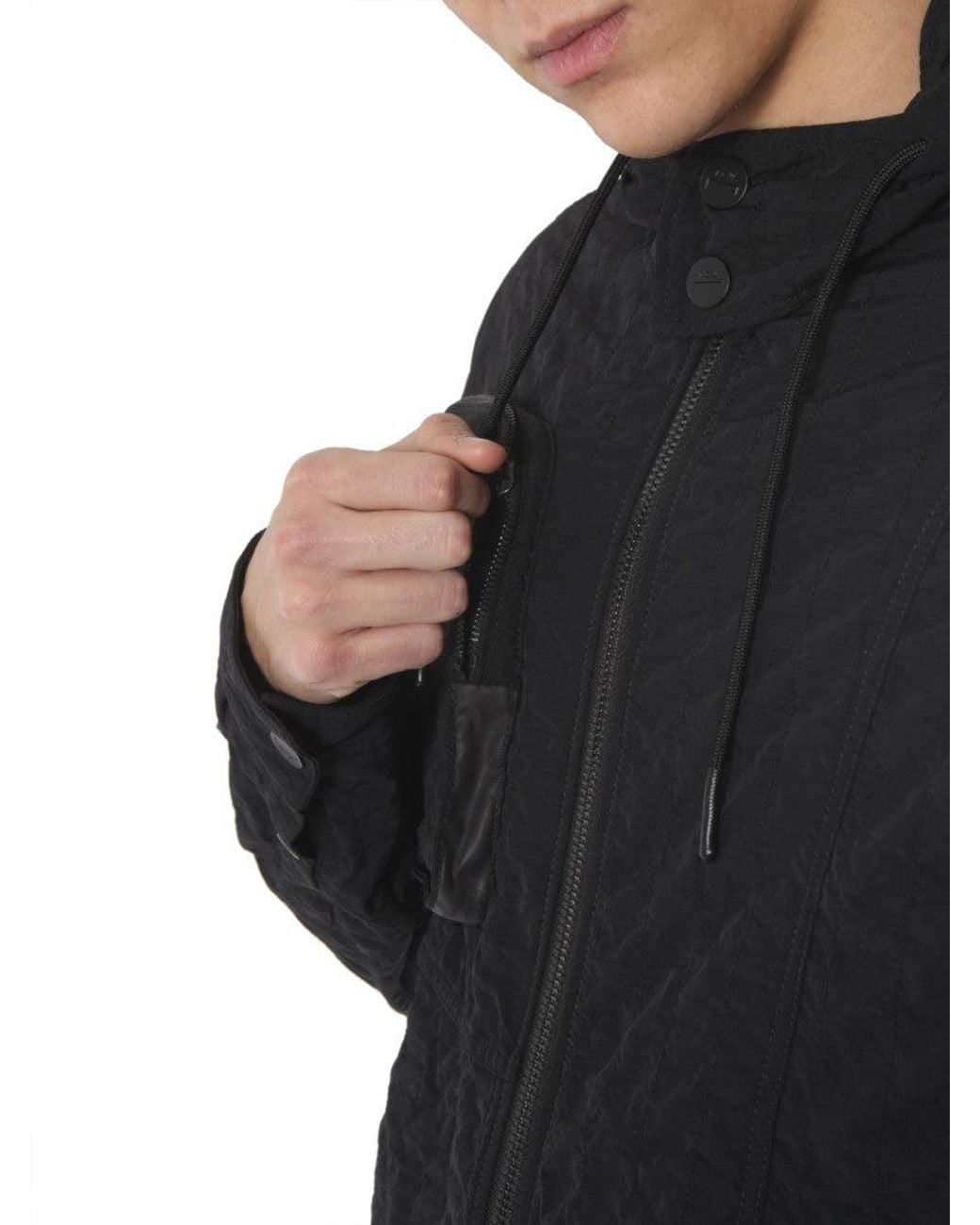 DIESEL Black Solid Hooded Jacket for men
