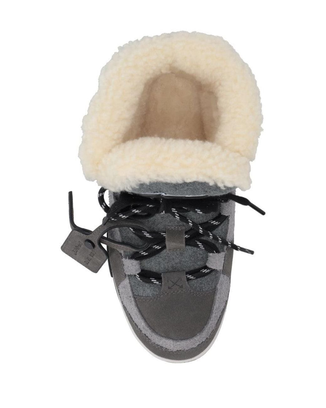 Off-White c/o Virgil Abloh Gray Shearling Suede Snow Boots