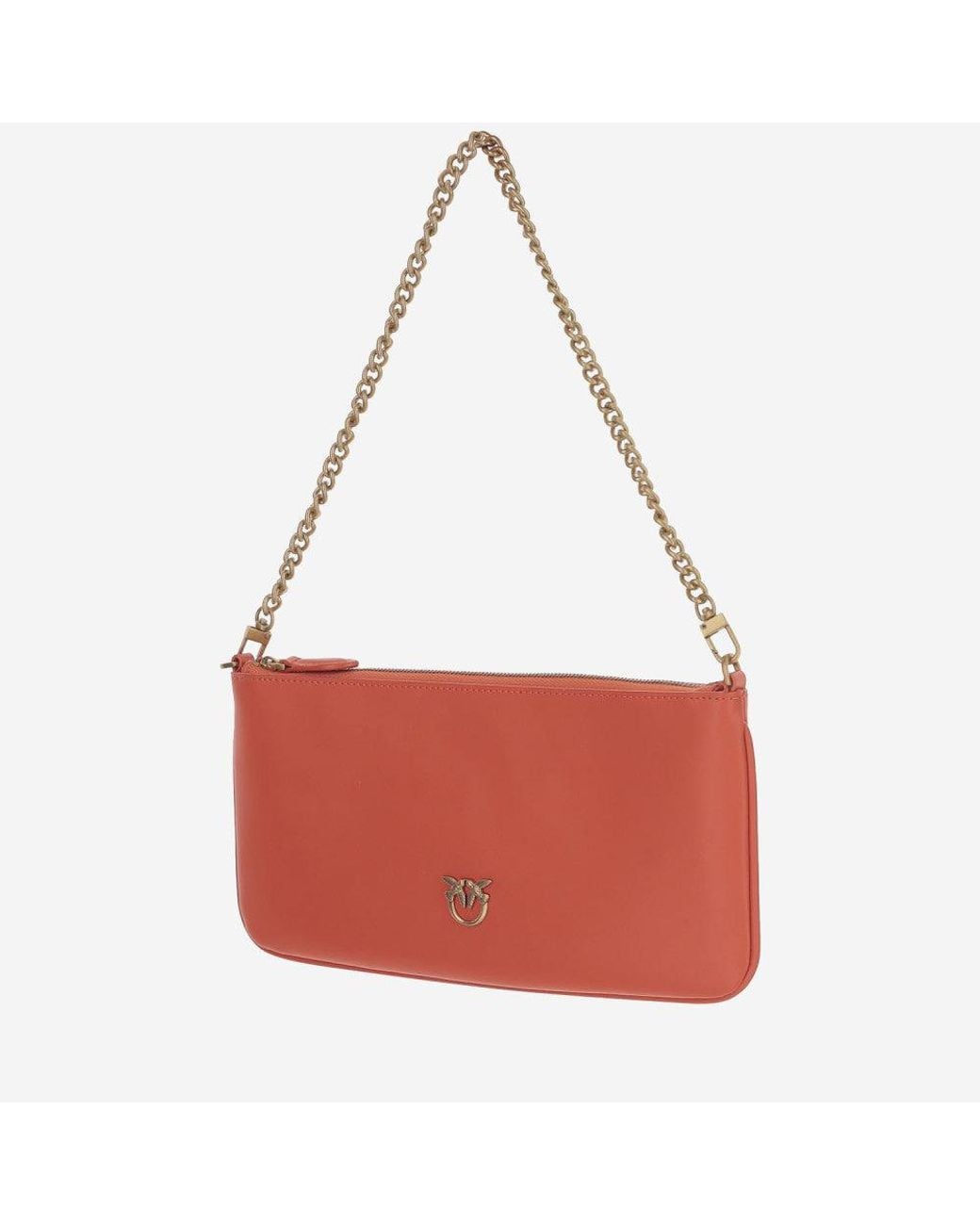 Pinko Red Logo Leather Clutch