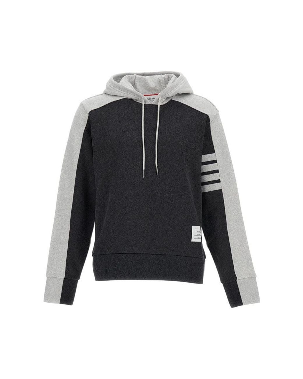 Thom Browne Black Color Block Hoodie for men